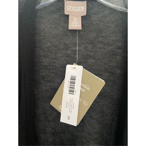 Chico’s Black Lightweight Cardigan Convertible Two Ways Sz 3 - Picture 2 of 7